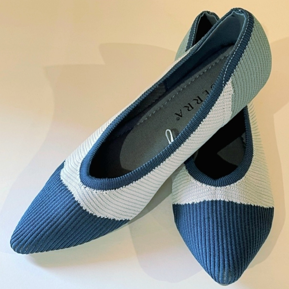 Serra two-toned blue and gray pointed-toe ballet flats